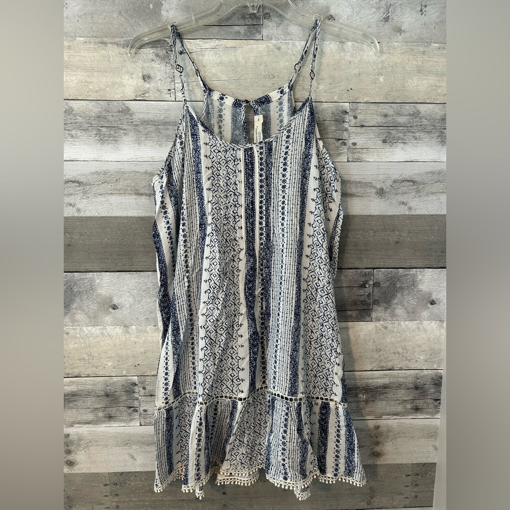 Ocean Drive Blue and White Spaghetti Strap Sundress